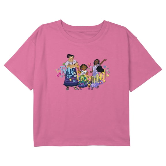 Girl's Encanto Family is Everything Madrigal Sisters Graphic Cropped T-Shirt Light Pink X Large
