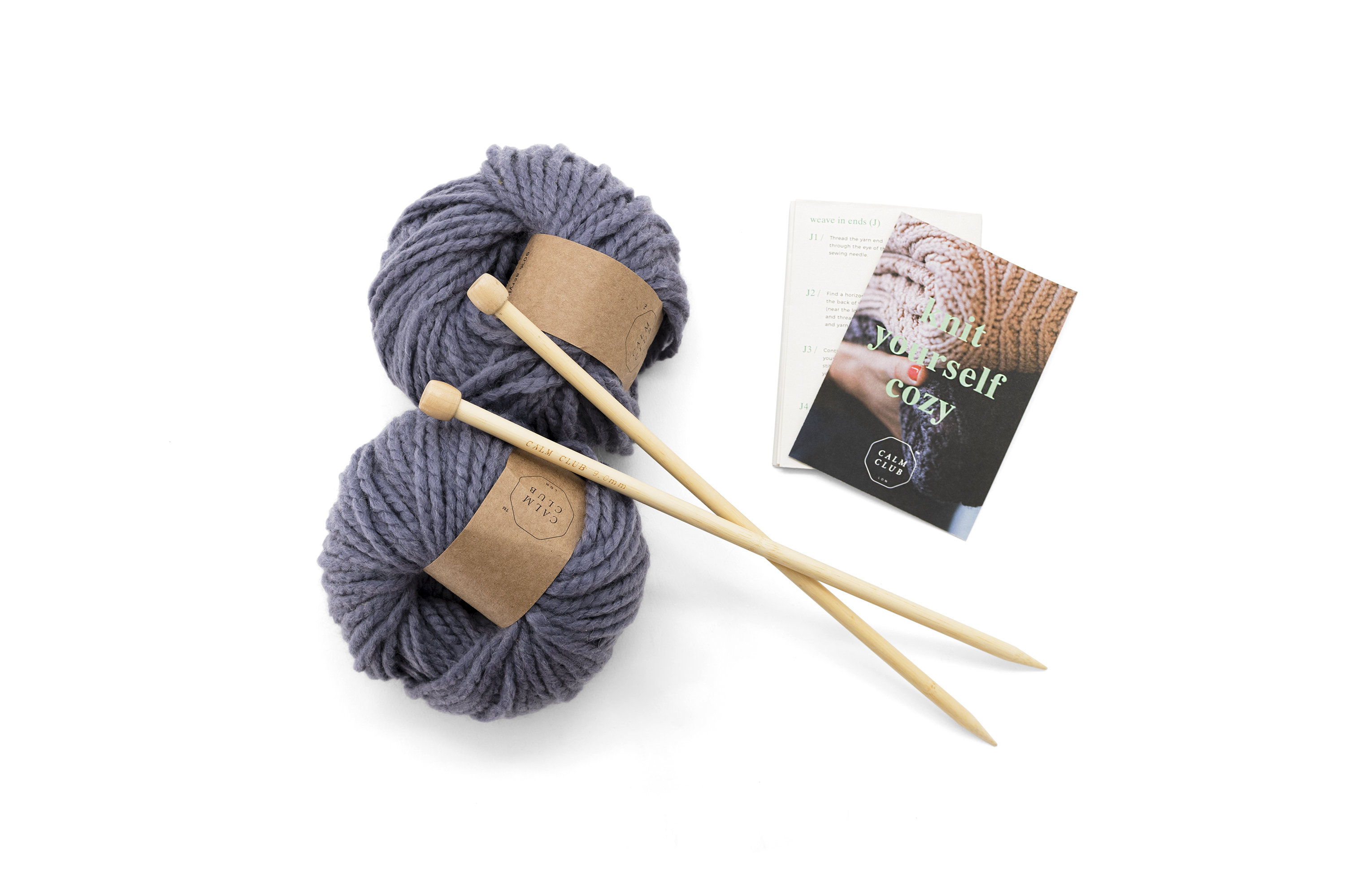 Calm Club Chunky Blanket Knitting Kit Knitting Set with Guide