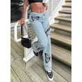 thumbnail image 4 of Coduop Women Wide Leg Jeans High Waisted Denim Long Pants Boyfriend Baggy Trousers, 4 of 6