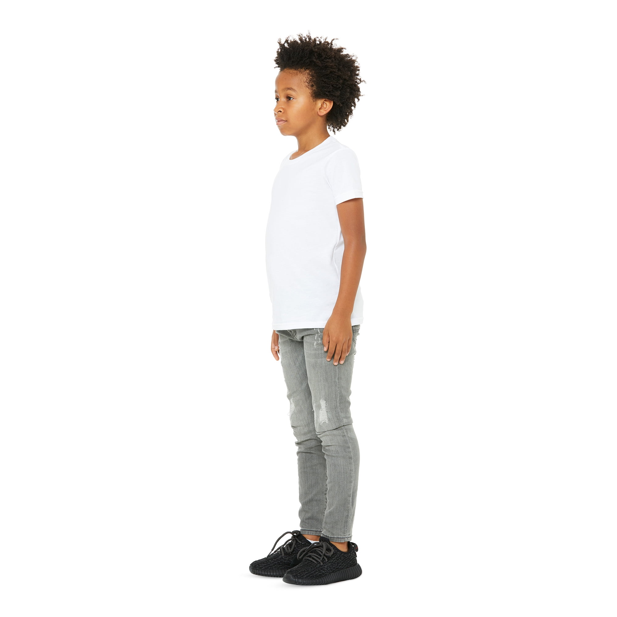 BELLA+CANVAS Youth Unisex Short Sleeve Crew Neck T-Shirt for Crafting, White, Youth Large