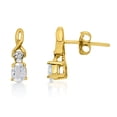 thumbnail image 2 of 14k Yellow Gold Oval White Topaz and Diamond Earrings, 2 of 3