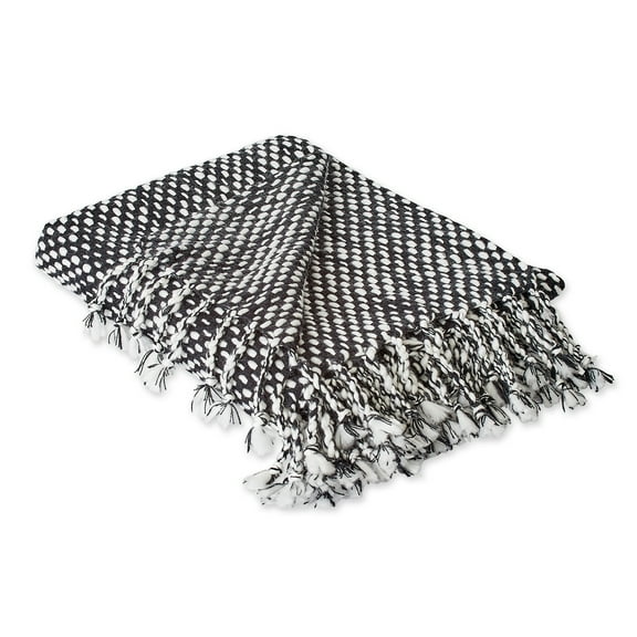 DII Modern Acrylic Textured Throw with Fringe in Black and White