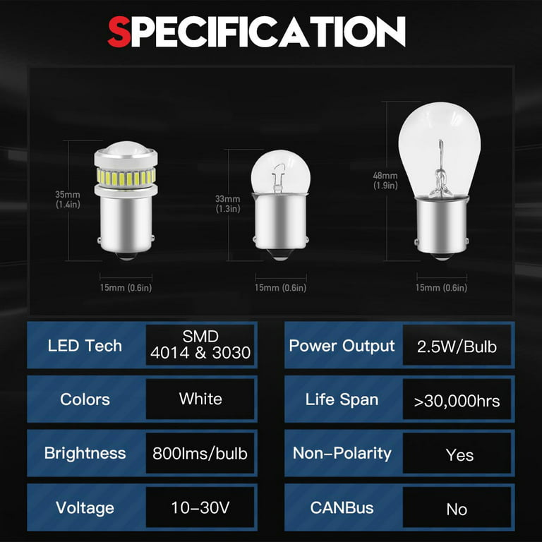 LED CANBUS 3030 24SMD 1156 BA15S P21W White 12V/24V - LED bulbs