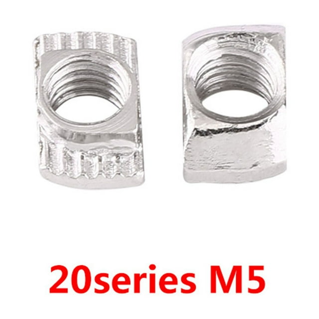 Tuerca de cabeza de martillo con ranura en T, fijación de acero al carbono niquelado para perfil de aluminio (EU20 M5*10*6)