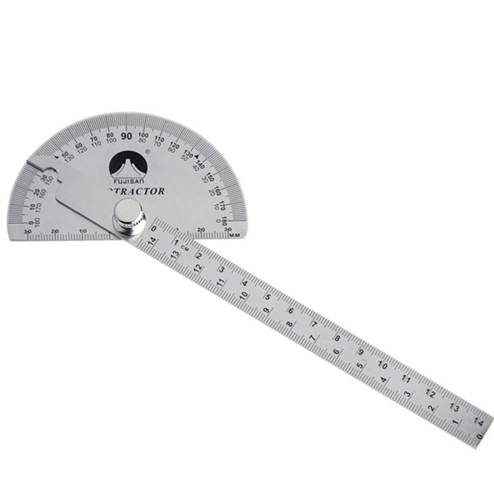 Stainless Steel Protractor 180 degrees with Round Head Measuring Ruler 