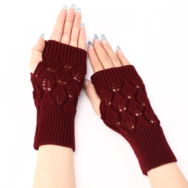 Gants Rouges Mitaines Thermiques pour Femmes Gants Chauds Coupe-Vent Élastiques Gants Noirs Doublés Chauds Gants Thermiques Extérieurs Gants d'Hiver