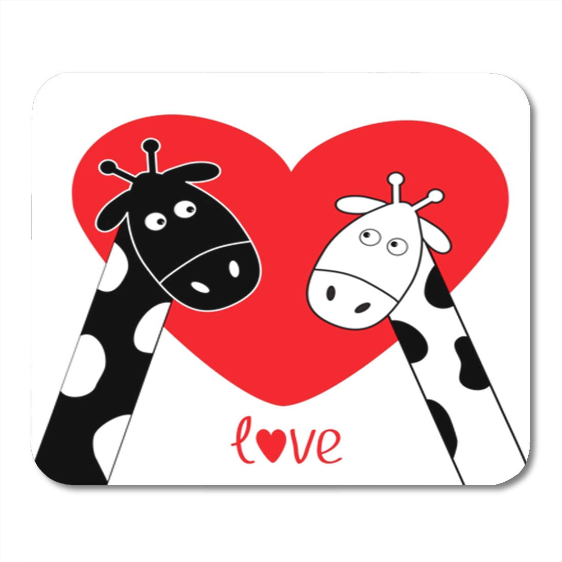 Kdagr Cute Cartoon Black White Giraffe Boy And Girl Big Red Mousepad Mouse Pad Mouse Mat 9x10 Inch Walmart Com