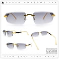 thumbnail image 2 of Bevel Lens Rimless Hustler Retro Gangster Rapper Rectangle Luxury Sunglasses Gold - Smoke, 2 of 8
