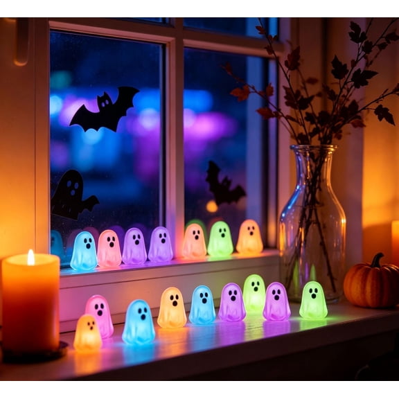 84 PCS Mini Resin Ghost , Halloween Decor, Halloween Luminous Mini Ghost Figurines, Glow In The Dark Resin Table Ornament For Desk Shelf Fall Decor