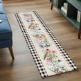 thumbnail image 4 of Runner Rug 2 x 6 Ft, Pink Spring Floral Washable Non-Slip Floor Mat for Kitchen Hallway/Entryway, Black White Plaid Pastoral Flowers Rustic Long Kitchen Runner Area Rugs for Living Room, Low-Profile, 4 of 7