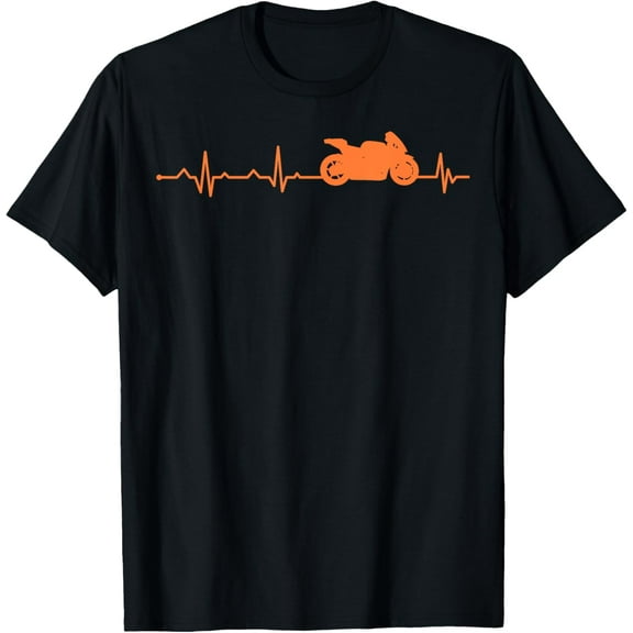 Funny Sportbike Gift Men Women Motorcycle Riders Heartbeat T-Shirt
