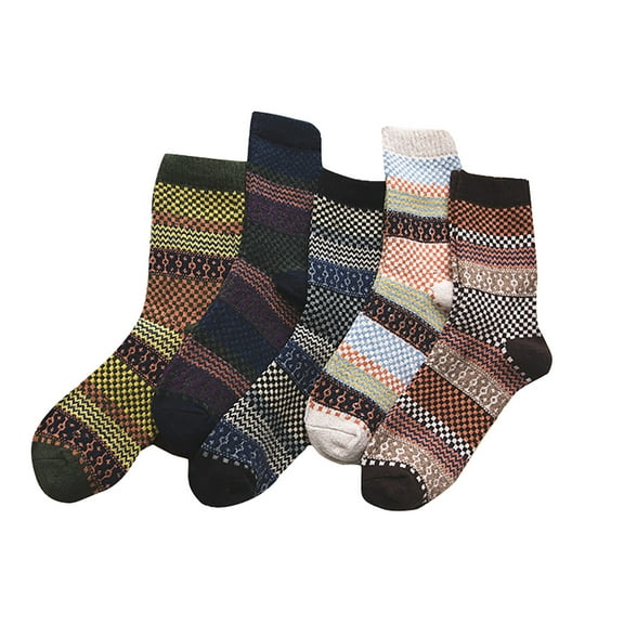5 Pairs Wool Socks for Women - Winter Thick Boot Cozy Crew Vintage Soft Calf Knit Warm Socks Gifts