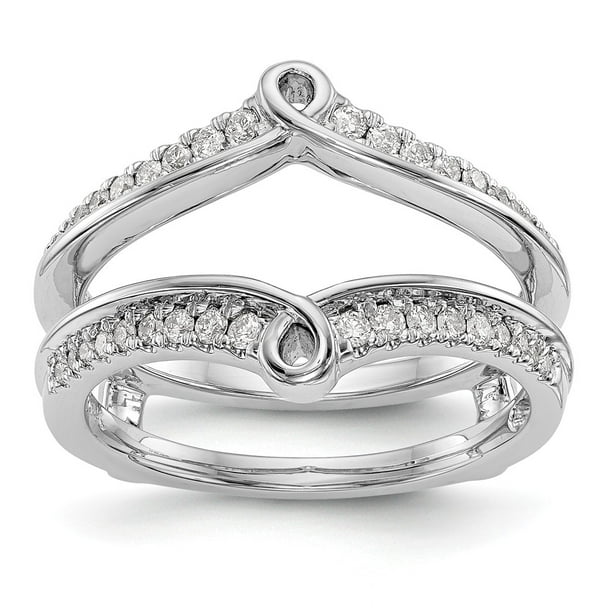 GemApex 14K White Gold Ring Band Engagement Diamond Guard, Size 5