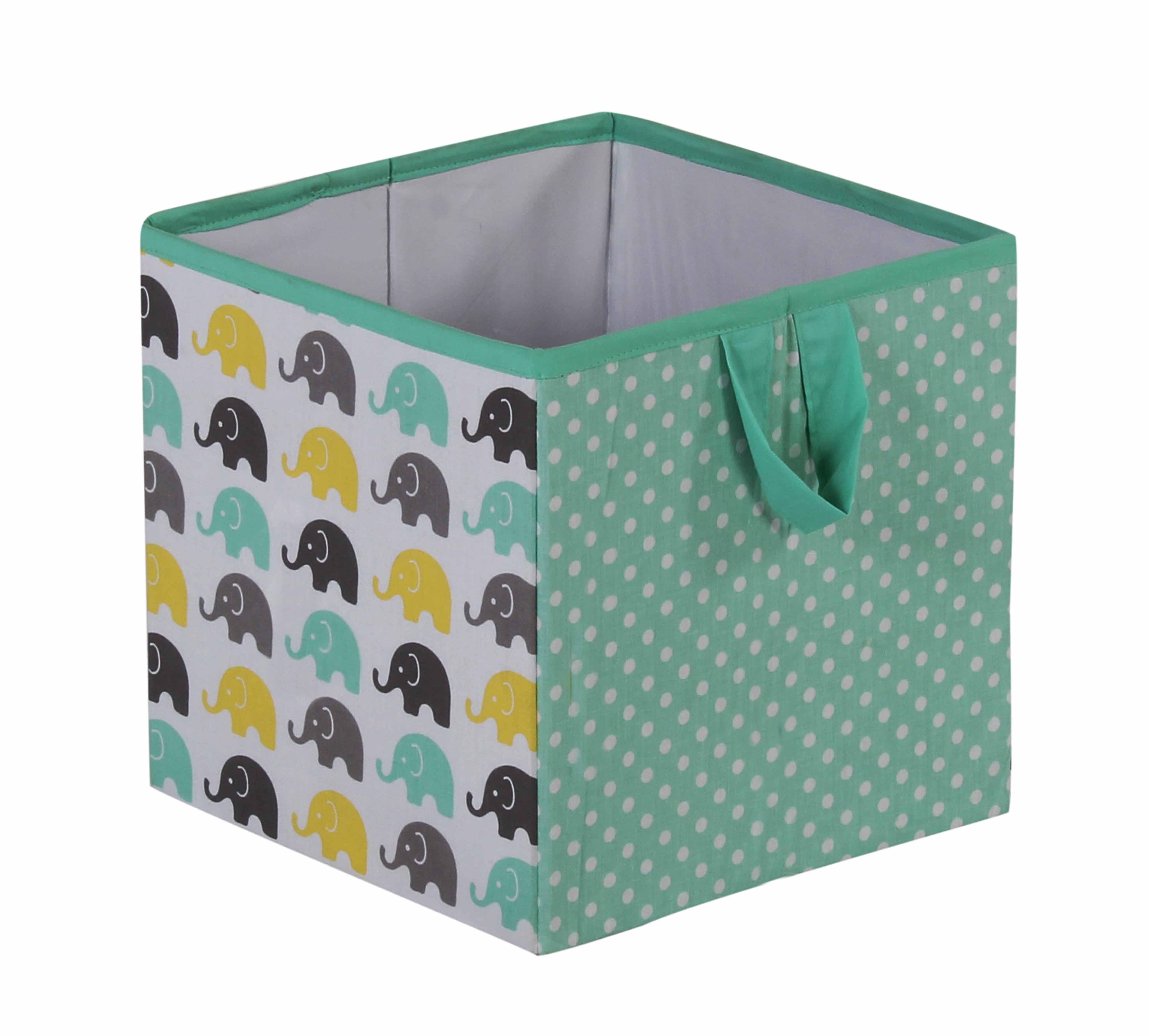 Bacati - Elephants Nursery Storage Items, Mint/Yellow/Grey
