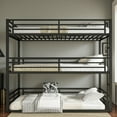 thumbnail image 2 of Tcbosik Heavy Duty Triple Bunk Bed, Queen Over Queen over Queen Size Metal Bed Frame with Side Ladder and Safety Guardrail, Space Saving, Black, 2 of 9