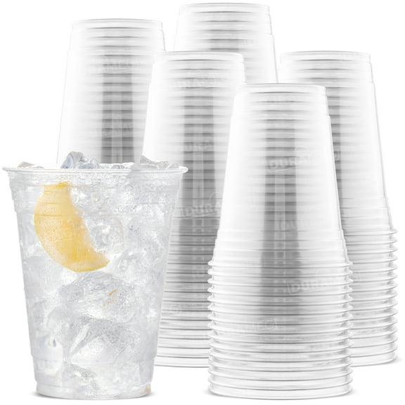 100 Count 16 oz Plastic Cups - PET Plastic Cups 16 oz - 16oz Plastic Cups - Clear Plastic Cups Disposable Party Cups - Disposable Cups for Water, Beer, Booze, Smoothie - Large Cold Drink Clear Cups