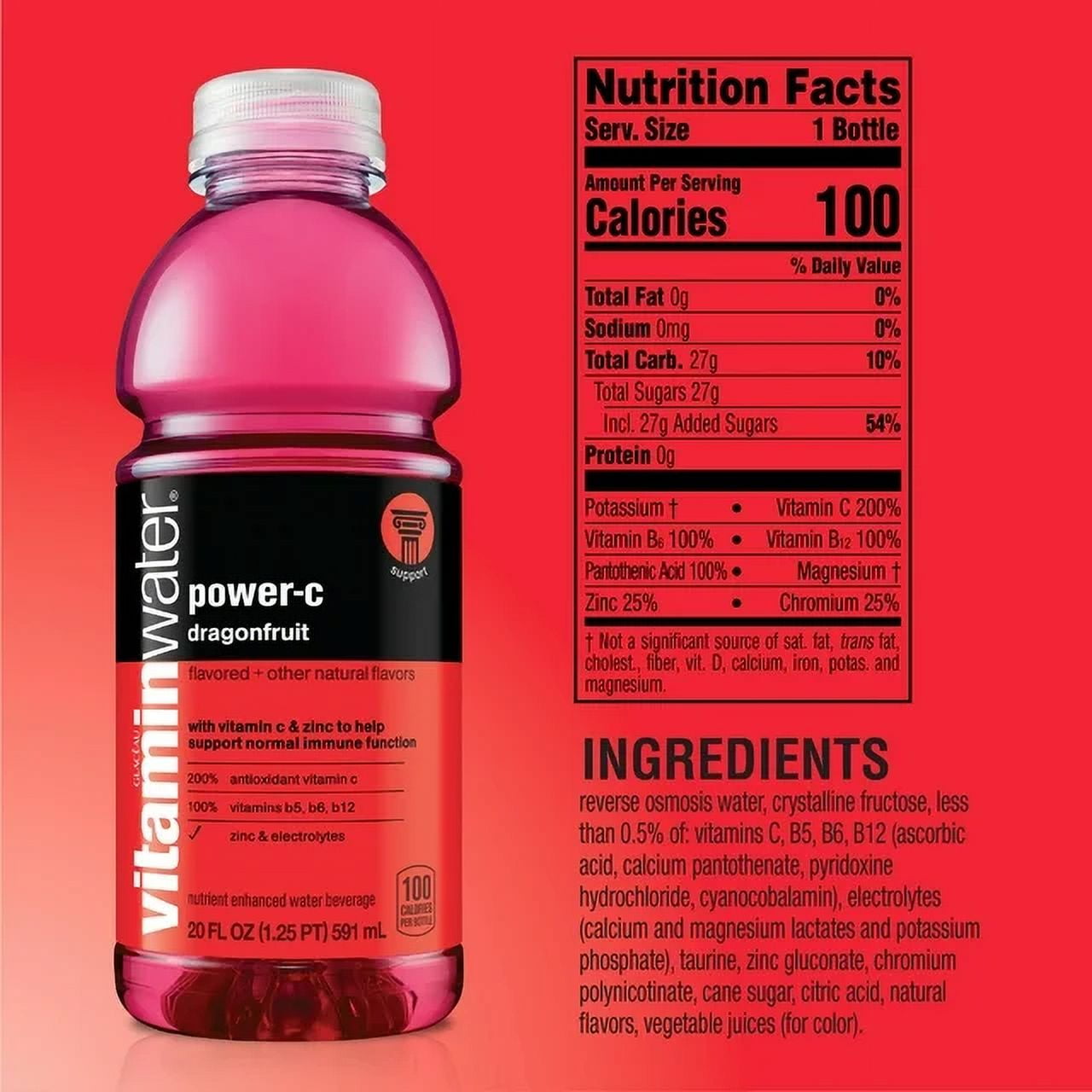 Vitaminwater Power-C Dragonfruit, 20 Oz Bottle