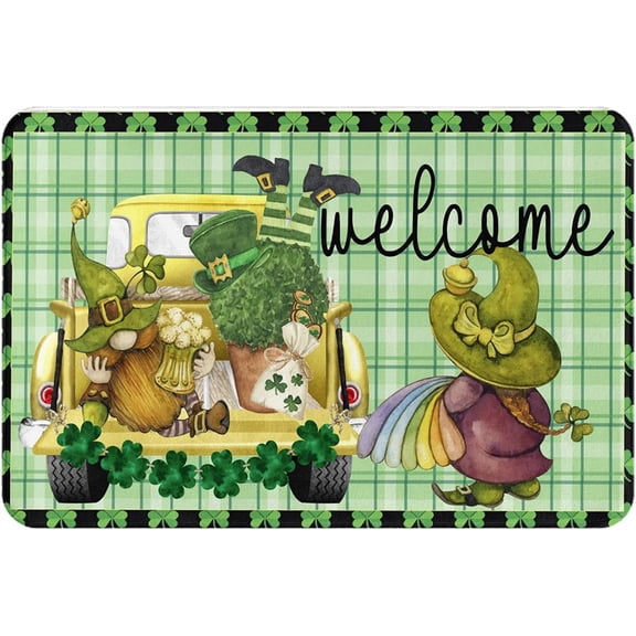 Welcome Door Mats Irish St.Patrick''s Day Gnome Rugs Rug Carpets Bathroom Decor for Kitchen Bedroom Indoor Floor Greeting Front Porch Rugs Outdoor Door Mats Entrance Patio Carpet Decor 17x30 inch