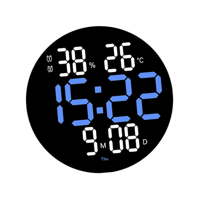 GUOOL 10 of inch LED Digital Large Screen Round Wall Clock Blue