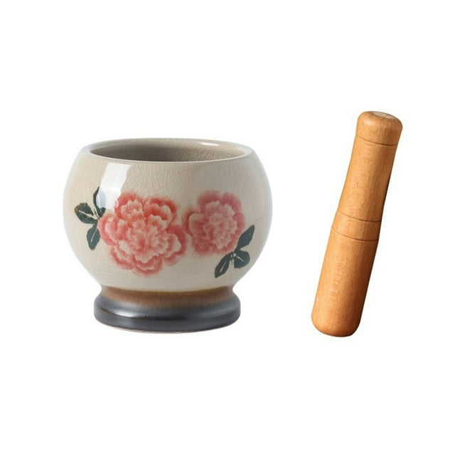Mortar and Pestle Set Herb Grinder Multifunctional Seasoning Masher Ceramic Manual Spice Bowl