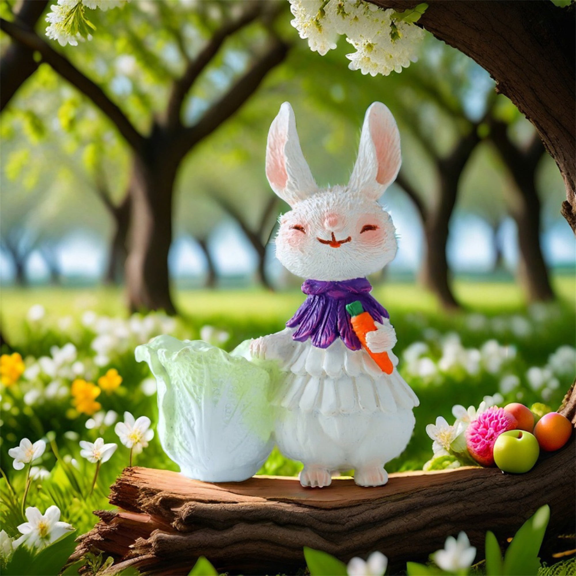 nvzhuang Easter Bunny Ornament, Outdoor Garden Sculpture Desktop Decoration Art Craft for Lawn Yard