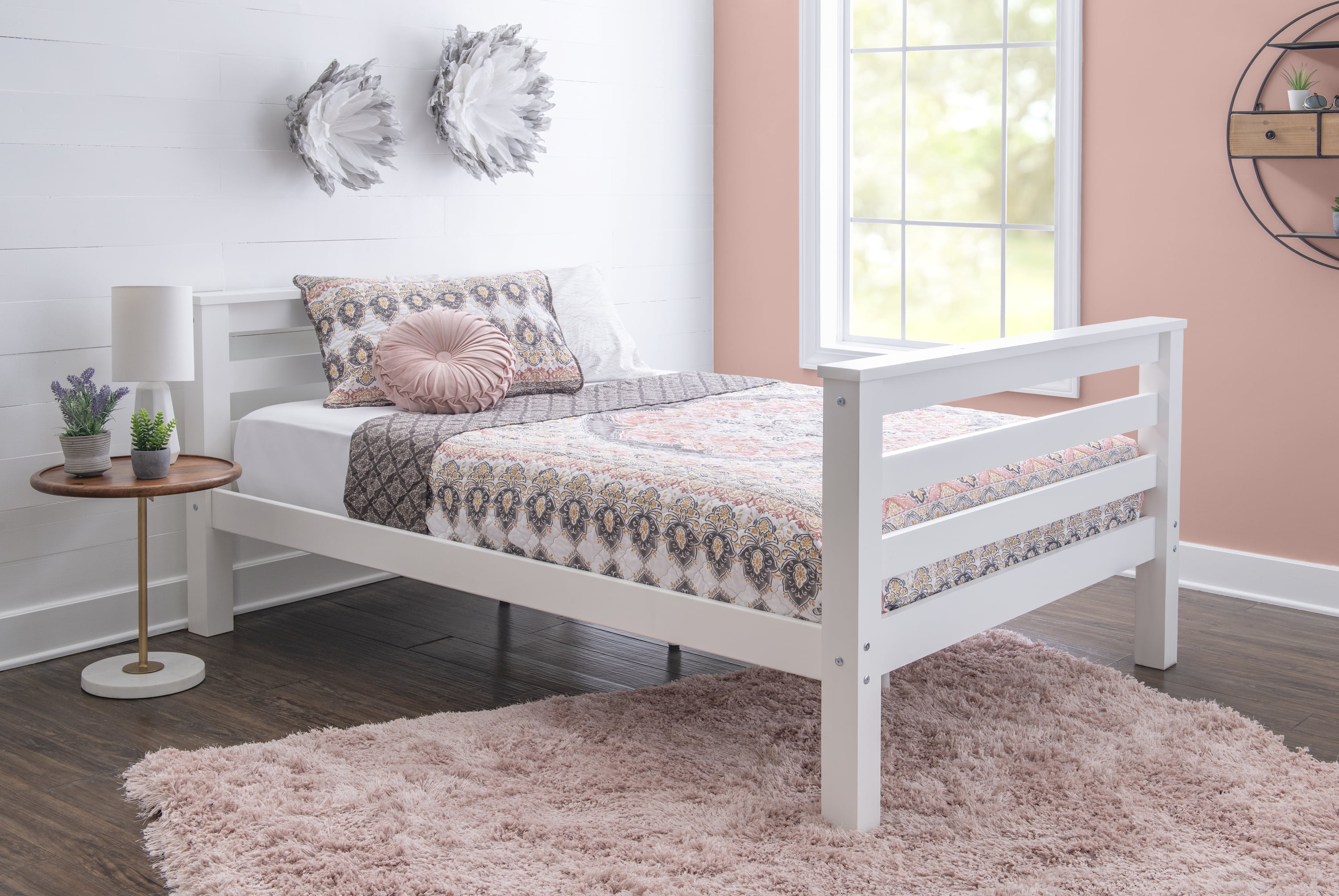 Channon kids Twin Over Full Bunk Bed with Built-In Ladder, White