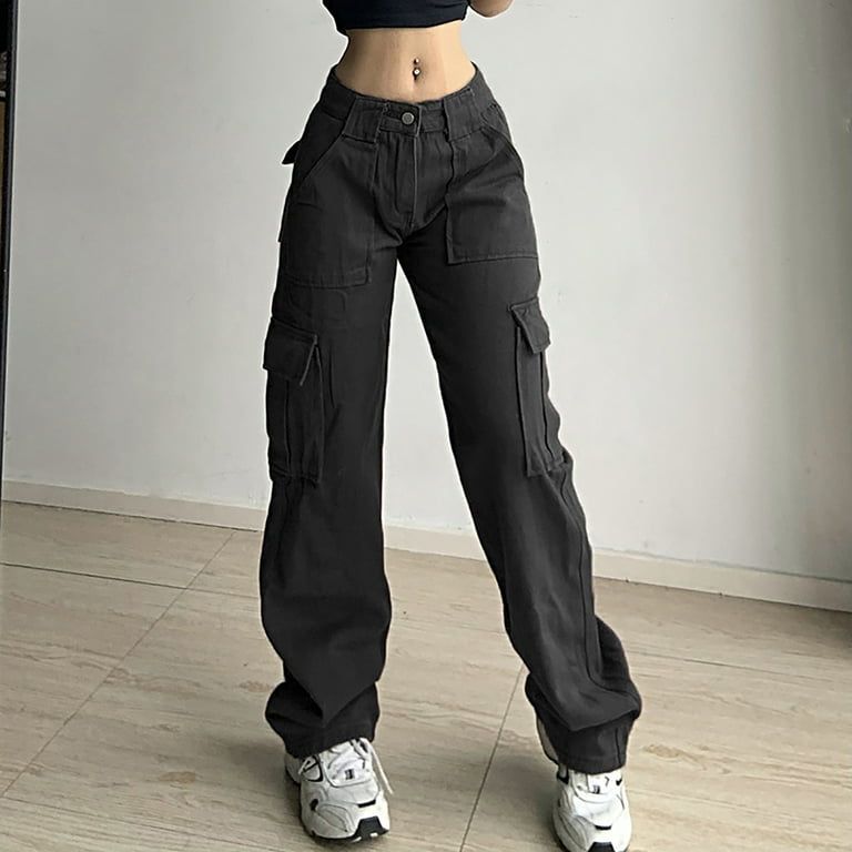 Black Cargo Pants for Teenage Girls New Fashion Summer Streetwear Hip Hop  Sweat Pants With Chain for Girls 6 8 10 12 14 Year Old