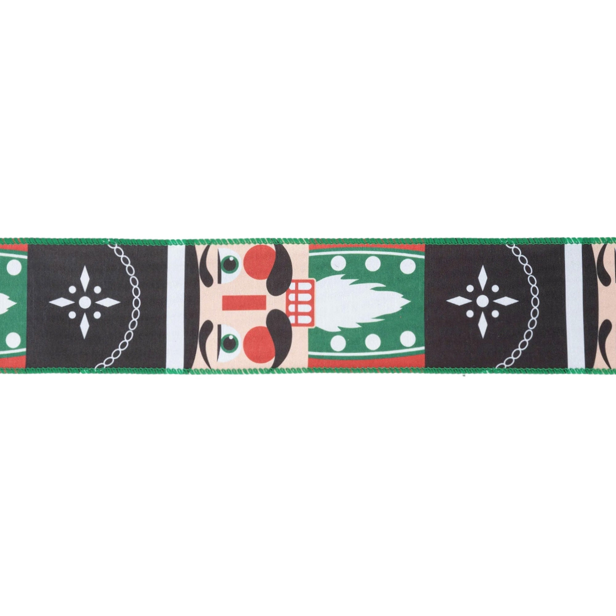 LaRibbons 2 1/2" Wired Ribbon, Nutcracker Face Black Backing, 10 Yard Spool