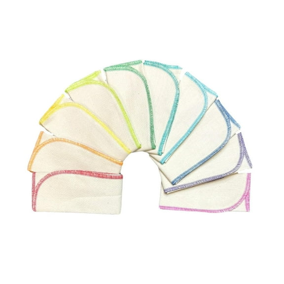 Organic Cotton Paperless Towels 11x12, Set of 10 - Reusable Cloth Napkins, Washable Unpaper Towels, Handmade in USA