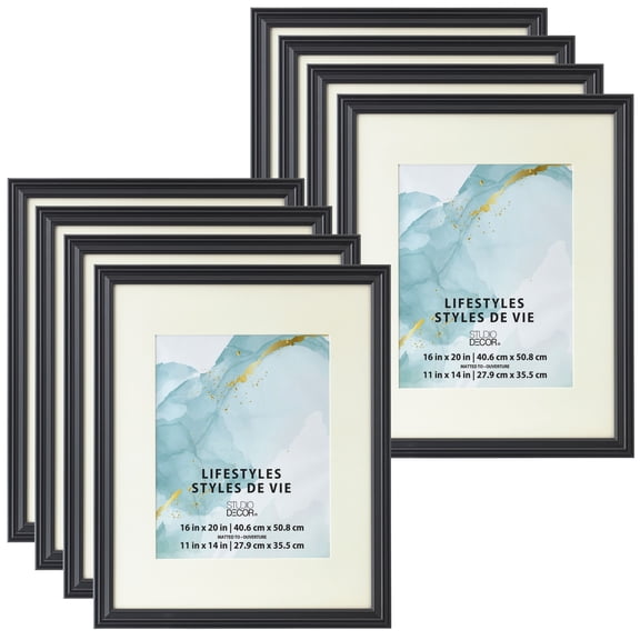 Studio Decor Black 11" x 14" Frame with Mat, Lifestyles, 8 Pack