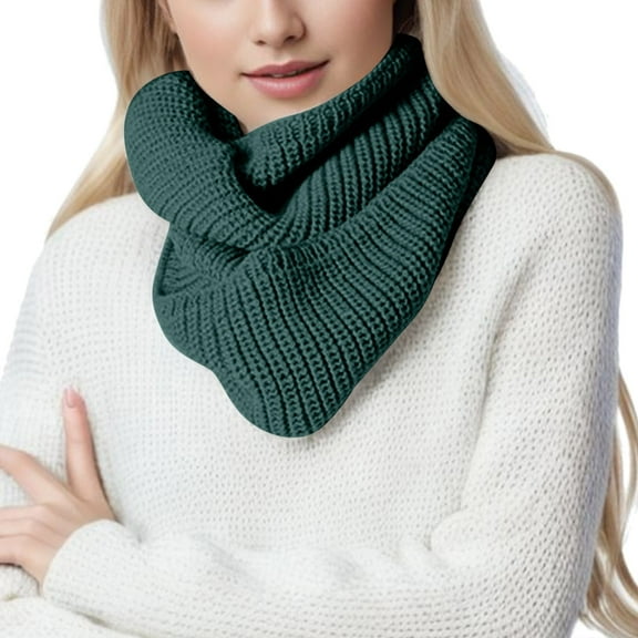 AWZXDE Women's Solid Color Winter Warm Knit Turtleneck Neck Warmer - Cozy Thermal Loop Scarf for Cold Weather Outdoor Activities Green,One Size
