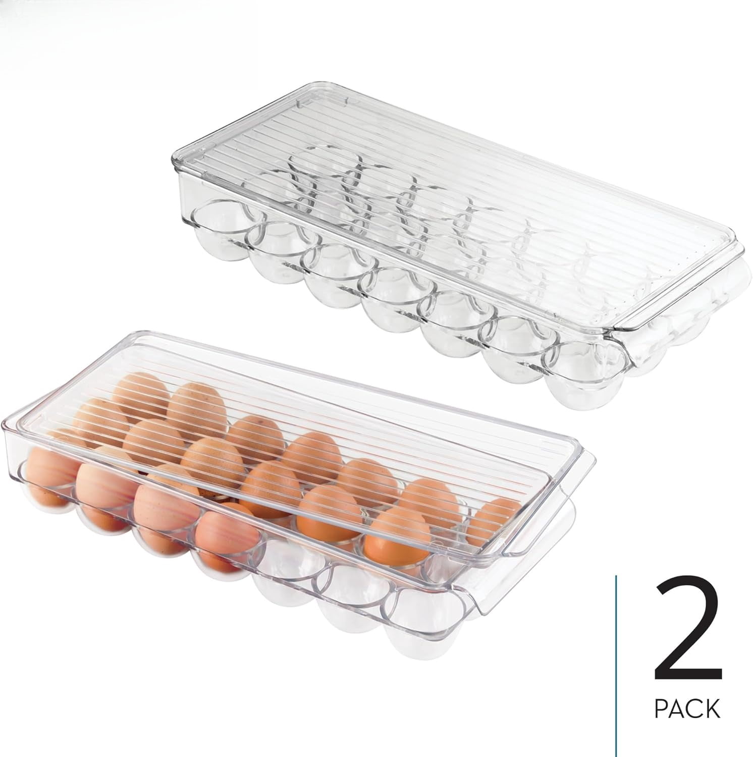 Clear Plastic Egg Holder for Fridge with Lid - 21 Egg Storage Container Organizer Bin
