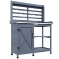 thumbnail image 2 of Outsunny Wooden Potting Bench, Outdoor Potting Table with Storage Cabinet, Storage Shelves, Aluminum Tabletop for Backyard, Patio, Balcony, Gray, 2 of 9