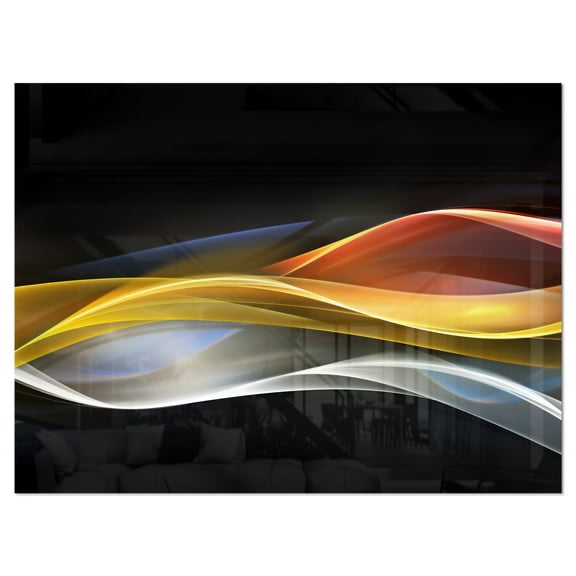 Designart '3D Gold Silver Wave Design' Metal Wall Art