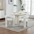 thumbnail image 4 of 2 Set Dining Chairs, Modern Boucle Upholstered Barrel Kitchen Chair with Round Back & Arm, Multipurpose Comfy Accent Armchair for Dining Room Living Room, Beige, 4 of 7