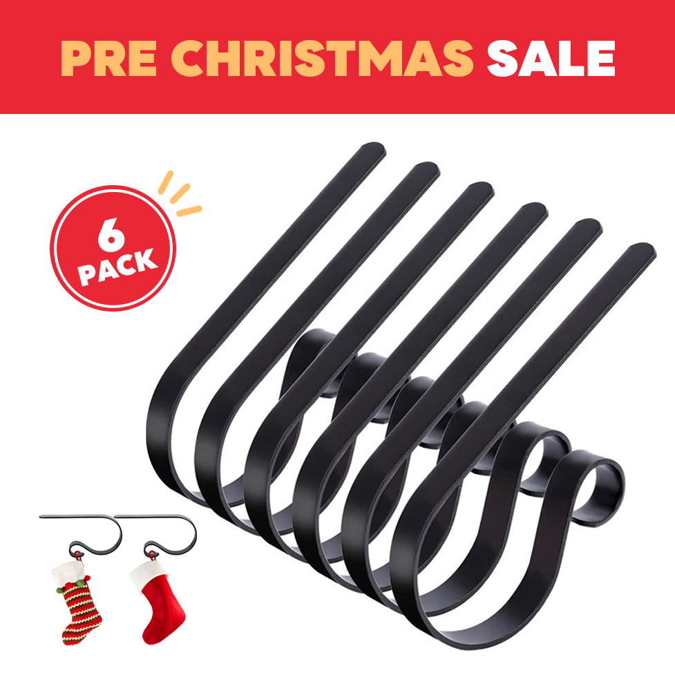Christmas Stocking Holders for Mantle, Black Set of 6, Lightweight