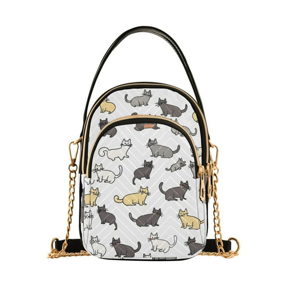joogoo Women Cat Pattern Chain Crossbody Bags Shoulder Handbag Phone Purse