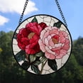 thumbnail image 2 of Inspirational Christmas Gift - Blooming Red Peony Birth Flower Christmas Stained Glass Hanging Ornament - Bright Holiday Tree Decoration & Secret Santa Gift for Family & Friends, 2 of 3