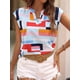 thumbnail image 4 of Camiseta para Mujer, Color Block, Cuello en V, Corta, Top de Moda, Informal, Holgada, de Verano. Color C M, 4 of 7