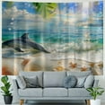 thumbnail image 4 of Orinice Dolphin Palm Tree Sea Shells Tapestry Wall Hanging Unique Style for Home Decor Living Room Bedroom Apartment Farmhouse Dorm 60x50inch, 4 of 6