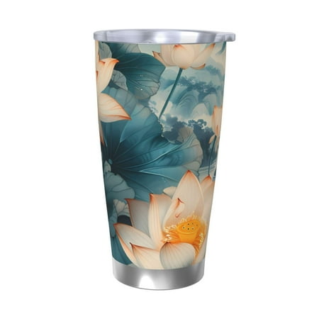 

KLL Mountain Lotus Serenity Print 40oz Stainless Steel Insulated Car Cup with Spillproof Lid - Keep Your Drink Hot or Cold on the Go-Without Straw
