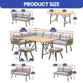 thumbnail image 4 of DEXTRUS Adult 6 Piece Steel Outdoor Dining Sets with L-Shaped Sectional and Dining Table, Light Brown and Gray, 4 of 9
