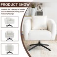 thumbnail image 3 of Ktaxon 360° Swivel Accent Armchair Velvet Upholstered Club Chair, Pumpkin Shape Sofa Corner Barrel Chair Off White (Metal Feet), 3 of 7