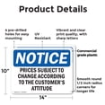 thumbnail image 2 of (2 Pack) Prices Subject To Change According To The OSHA Notice Sign 14 Inch X 10 Inch Plastic Sign, Weather Resistant, UV Protected for Workplace, Business, and Construction Site, Made, 2 of 8
