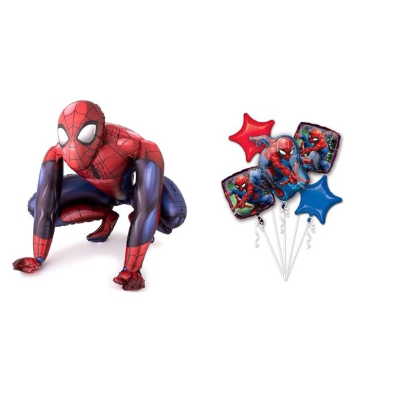 Spider-Man Party Supplies Bundle - Official Licensed Product with 5 Balloon Bouquet & 1 Giant Balloon - Perfect for Birthdays & Anniversaries - Unbeatable Value for Fun Celebrations!