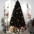 thumbnail image 2 of Naomi Home 7.5ft Black Christmas Tree with Lights, Unique Dusky Christmas Tree Prelit with 1412 Branch Tips, 600 Warm Lights and Metal Stand, Aritificial Christmas Tree, 2 of 9