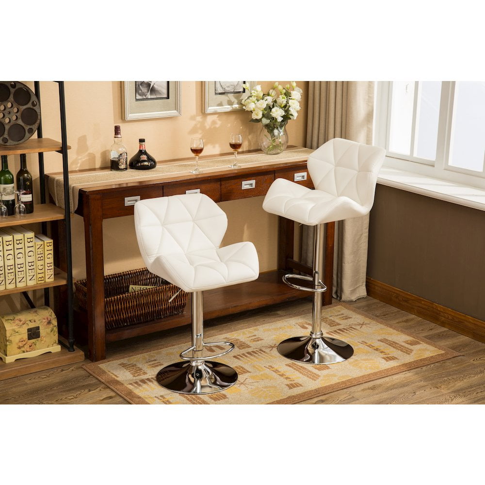 Roundhill Furniture Glasgow Contemporary Tufted Adjustable Height Hydraulic Bar Stools, Set of 2, Black