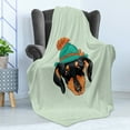 thumbnail image 4 of Dachshund Soft Flannel Fleece Throw Blanket, Hipster Pure Breed Dog Silhouette in a Green Tyrolean Hat Dachshund Puppy, Cozy Plush for Indoor and Outdoor Use, 50" x 60", Multicolor, by Ambesonne, 4 of 5