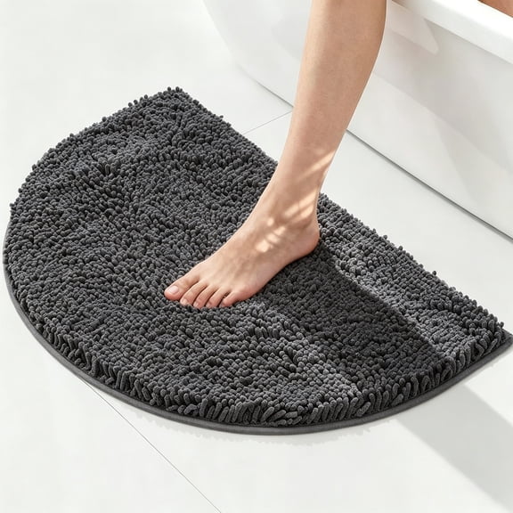 MudFree Bathroom Rugs, Super Absorbent Chenille Door Mat Bath Mat for Tub Non Slip, Quick Dry Machine Washable Floor Mat for Kitchen,Dark Gray 24"X16"