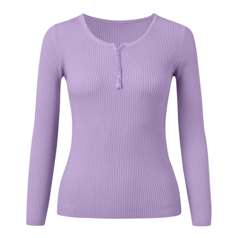 Spandex Tops Plain Crew Knit JDEFEG Neck Tan Women Shirt Long Shirts Bodysuit Button Raglan Sleeve Polyester Women Shirts Purple Tshirts Casual Shirt M Womens